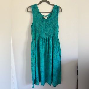 Vintage Batik Bali Turquoise Dress sz M/L